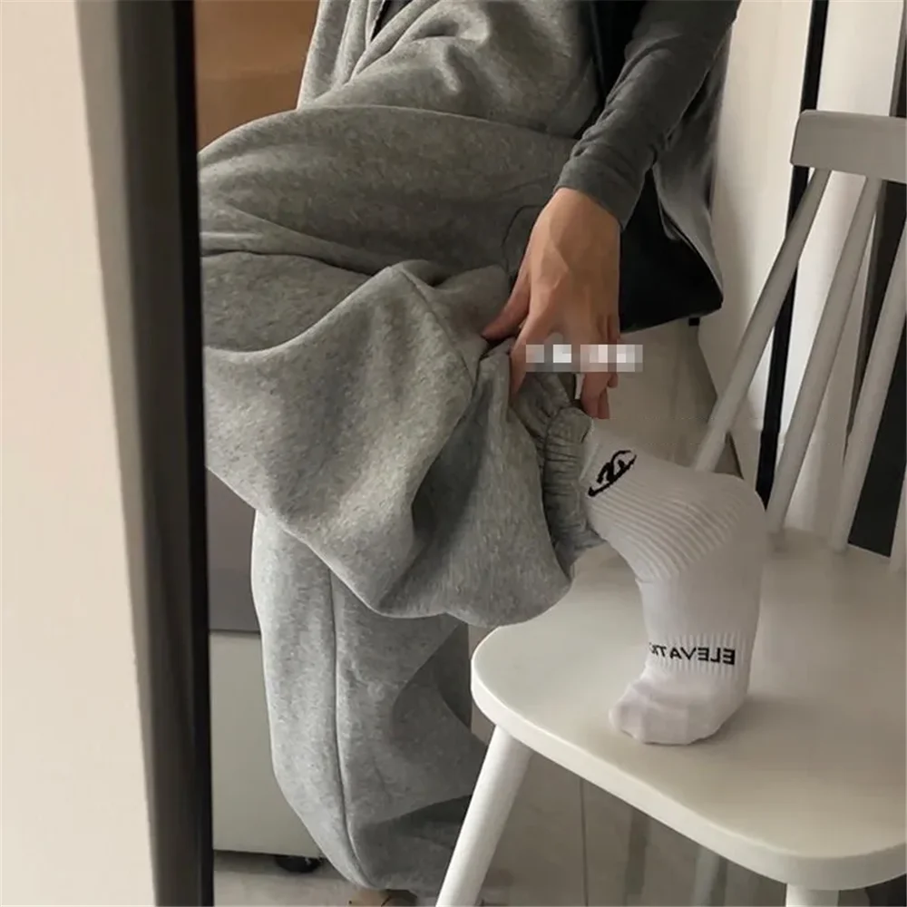 Gray Oversize Style Loose Sweatpants Women Harajuku Korean Fashion Sport Pants Embroidery Vintage Baggy Trousers