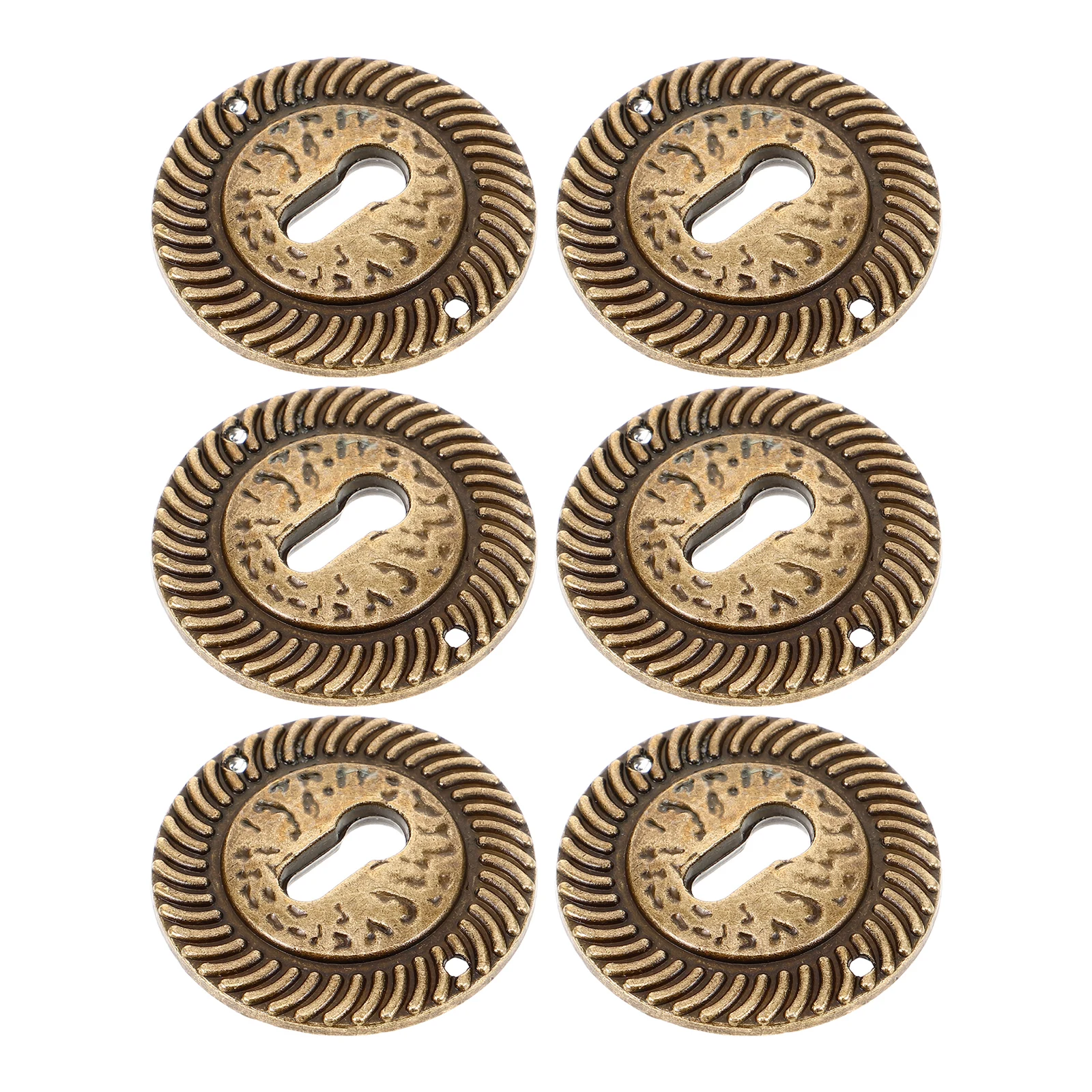 

6pcs Keyhole Covers Decorative Zinc Alloy Vintage Plates for Furniture Door Locks Dresser Supplies Hardware Accessories