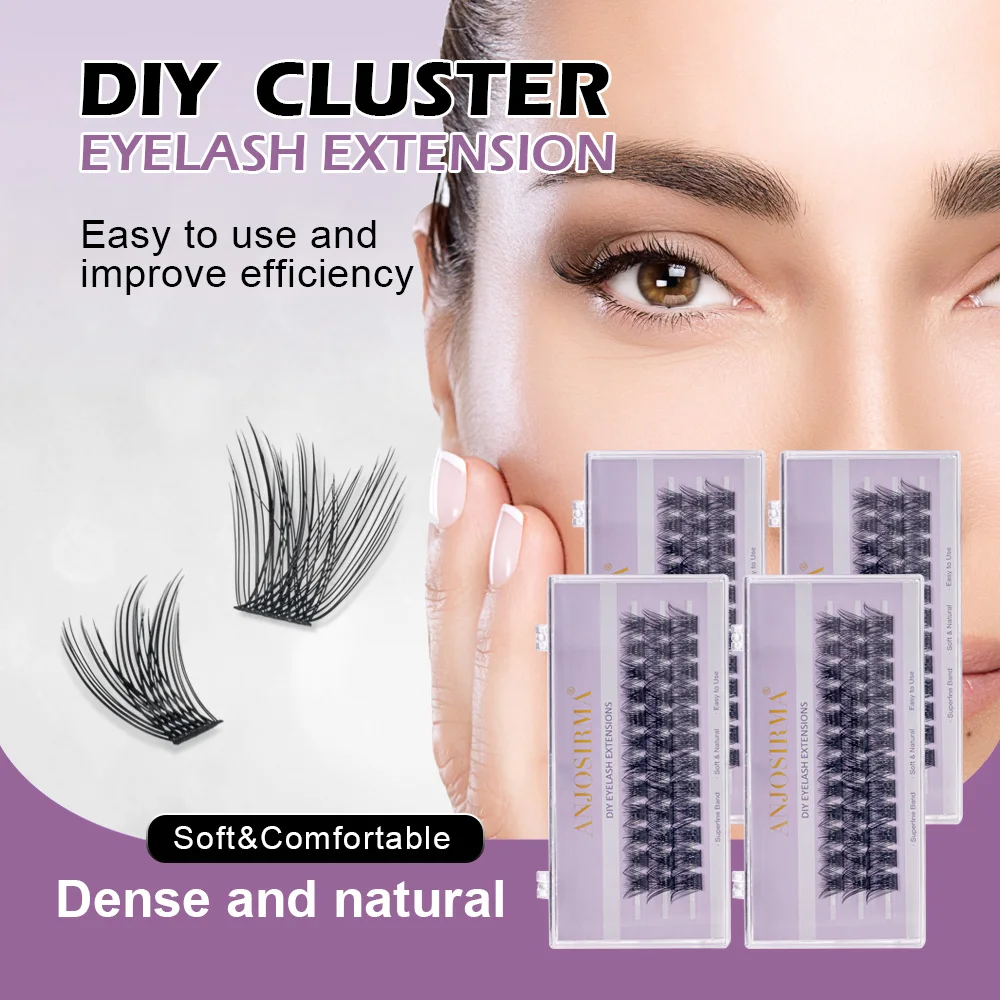 ANJOSIRMA DIY Eyelash Extension Individual Cluster fluffy Lashes Thick Natural Look Soft False Eyelashes lash clusters makeup