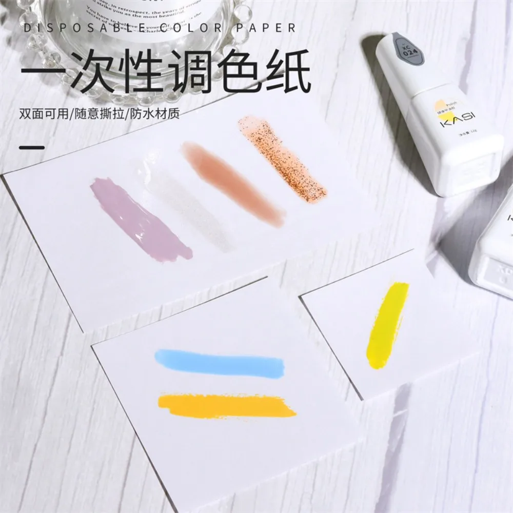 50PCS Double-Sided Usable Nail Gel Mixing Paper Non-Sticky Disposable Nail Color Mixing Sheets For Gel Polish Mixing Swatching