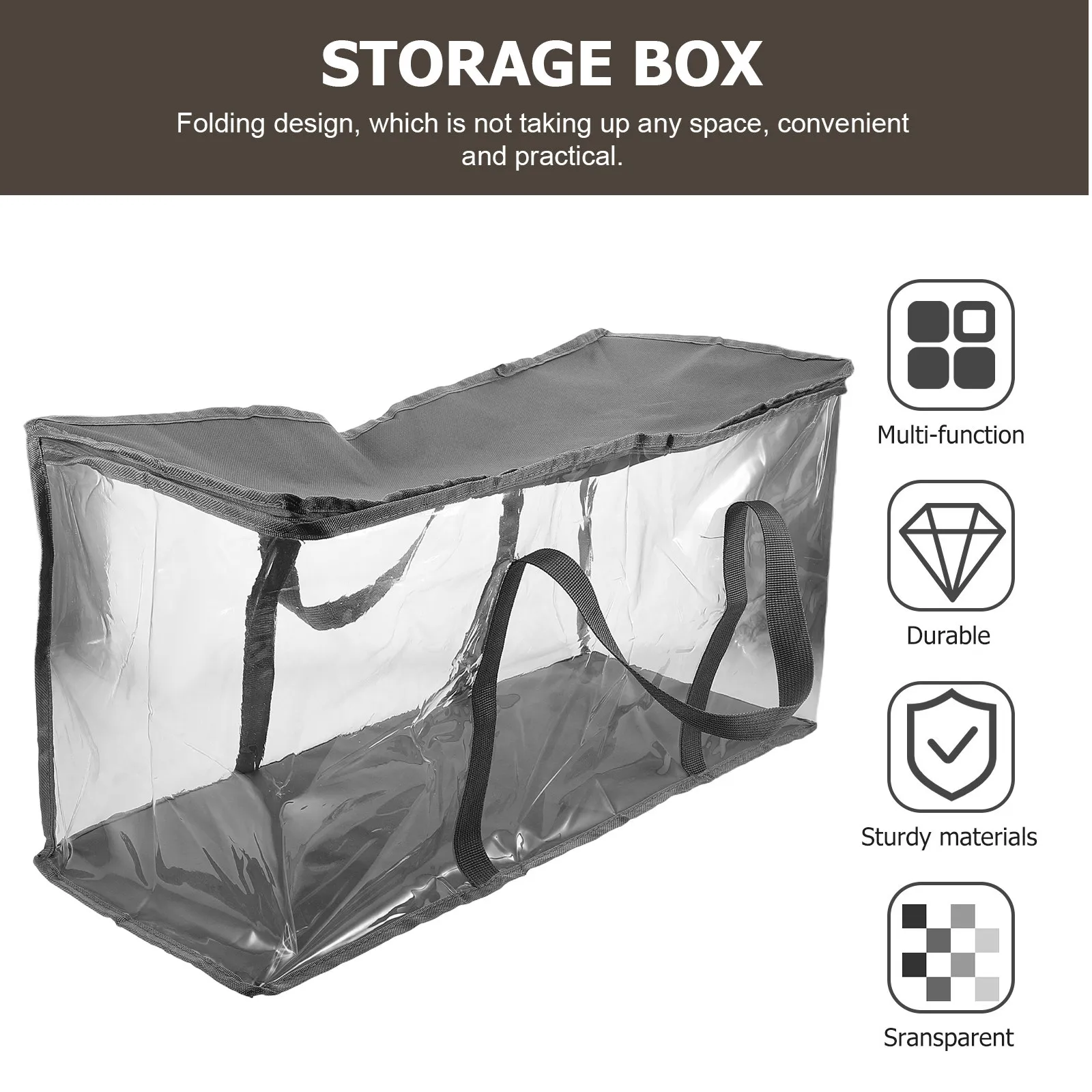 Clear Foldable Book Storage Box Waterproof Dustproof Organizer for Books and Sundries Classroom Dorm Use Collapsible Plastic