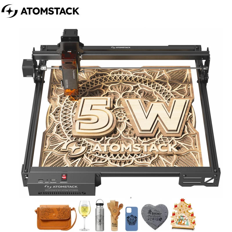 

Гравер Atomstack A5 Pro V2 5W для самостоятельной сборки, для гравировки по дереву, металлу, акрилу, стеклу, коже, настольный лазерный гравер с ЧПУ