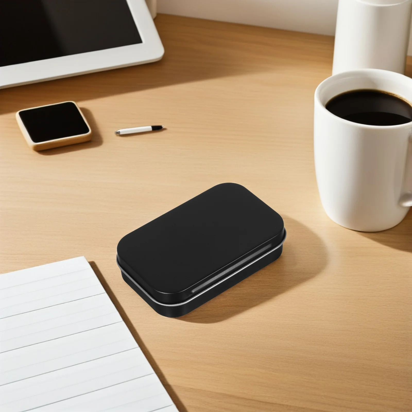 

10pcs Card Storage Box Flip Design Game Card Holder Tinplate Black Small Metal Hinged Box for Playing Cards