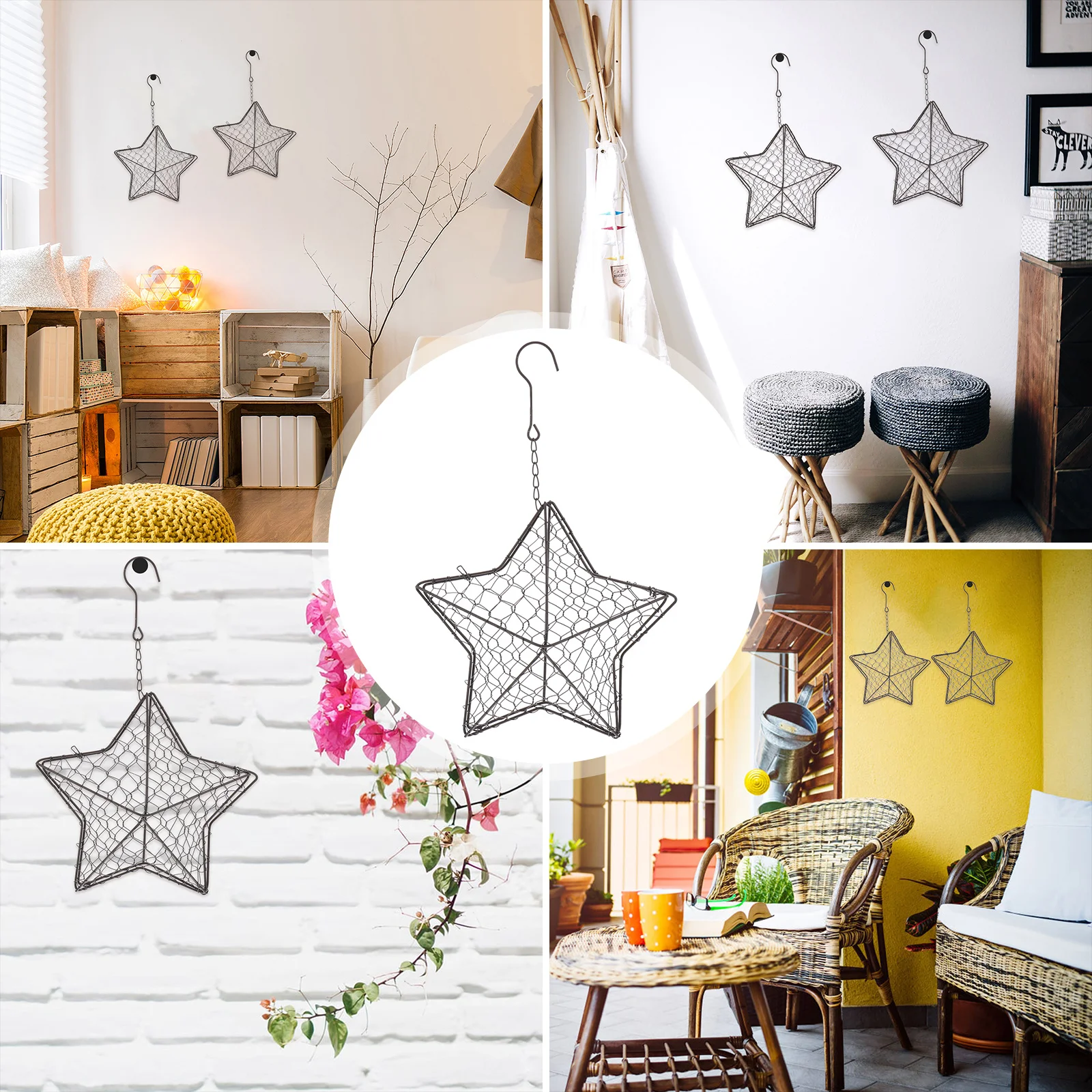 

1Pcs Hanging Plant Basket Iron Frame Succulent Pot Wall Decor Planter for Balcony Garden Home Office Space Saving Solution