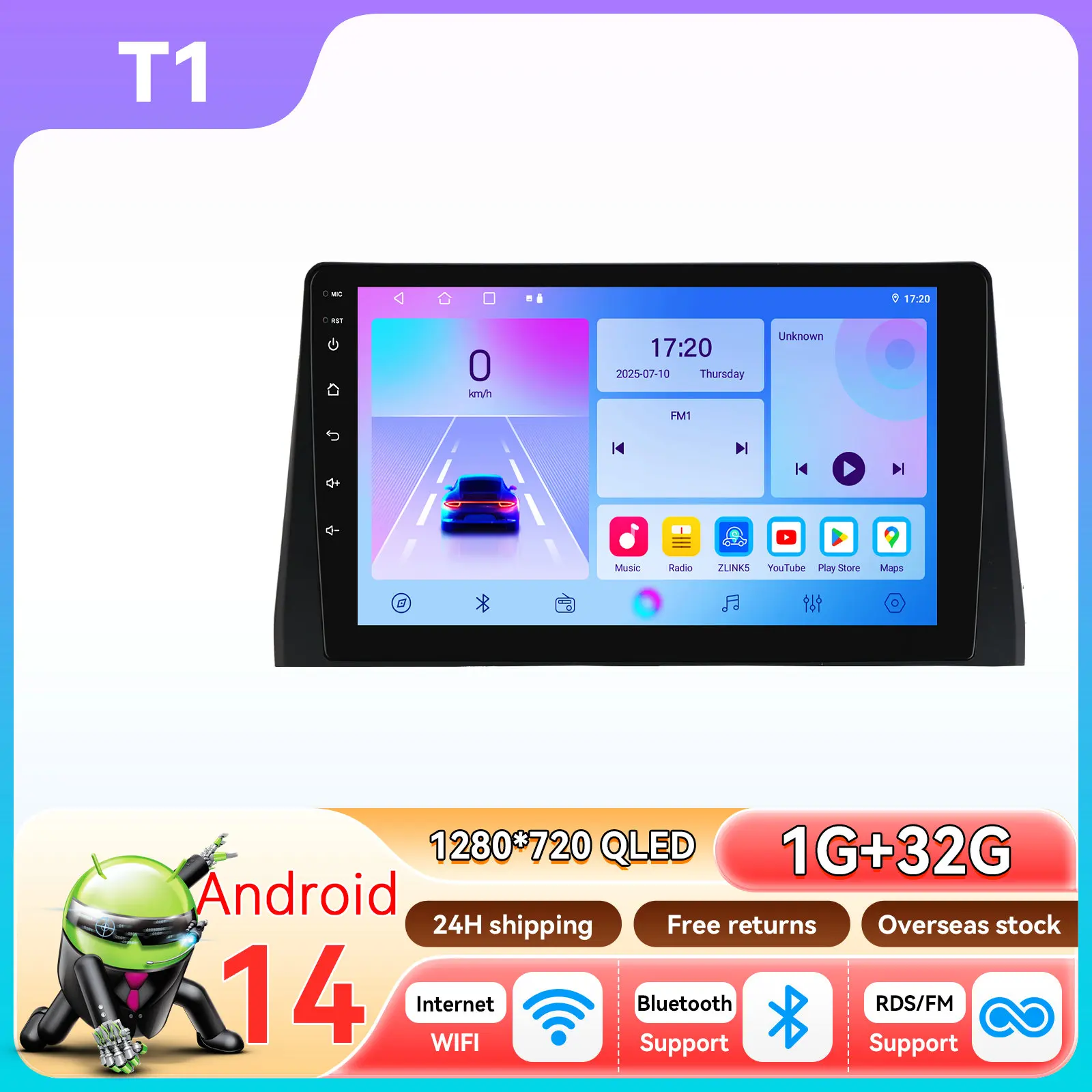 Hizpo 10.1“ Android 14 Head Unit Smart Monitor voor FIAT DOBLO 2021 - 2024 Autoradio Auto Multimedia Speler 2Din GPS DSP 360 Camera