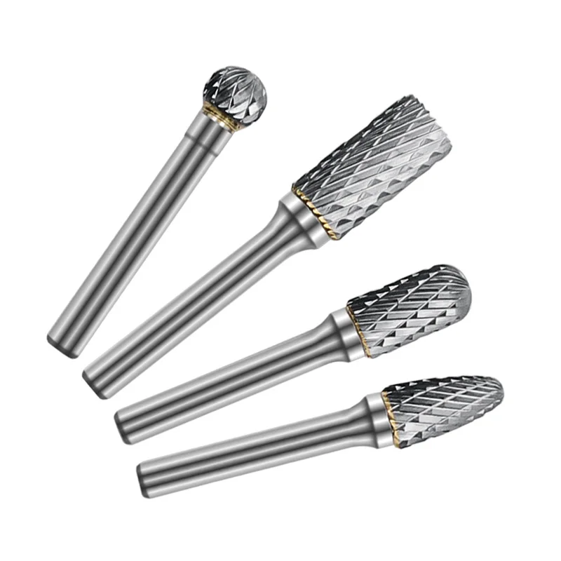 8pcs Tungsten Steel Grinding Head 6mm Carbide Mini Drill Diamond Burs Material Accessories Rotary File Metal Milling Cutter Tool