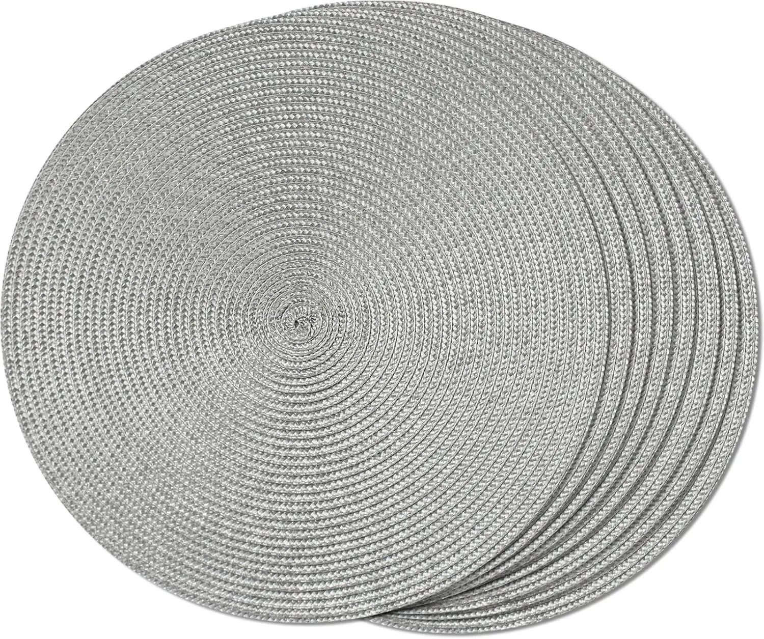 

Round Braided Placemats Set of 8 Place Mats for Dining Table Woven Washable Non-Slip Table Mats 15 Inch(Grey,8pcs)