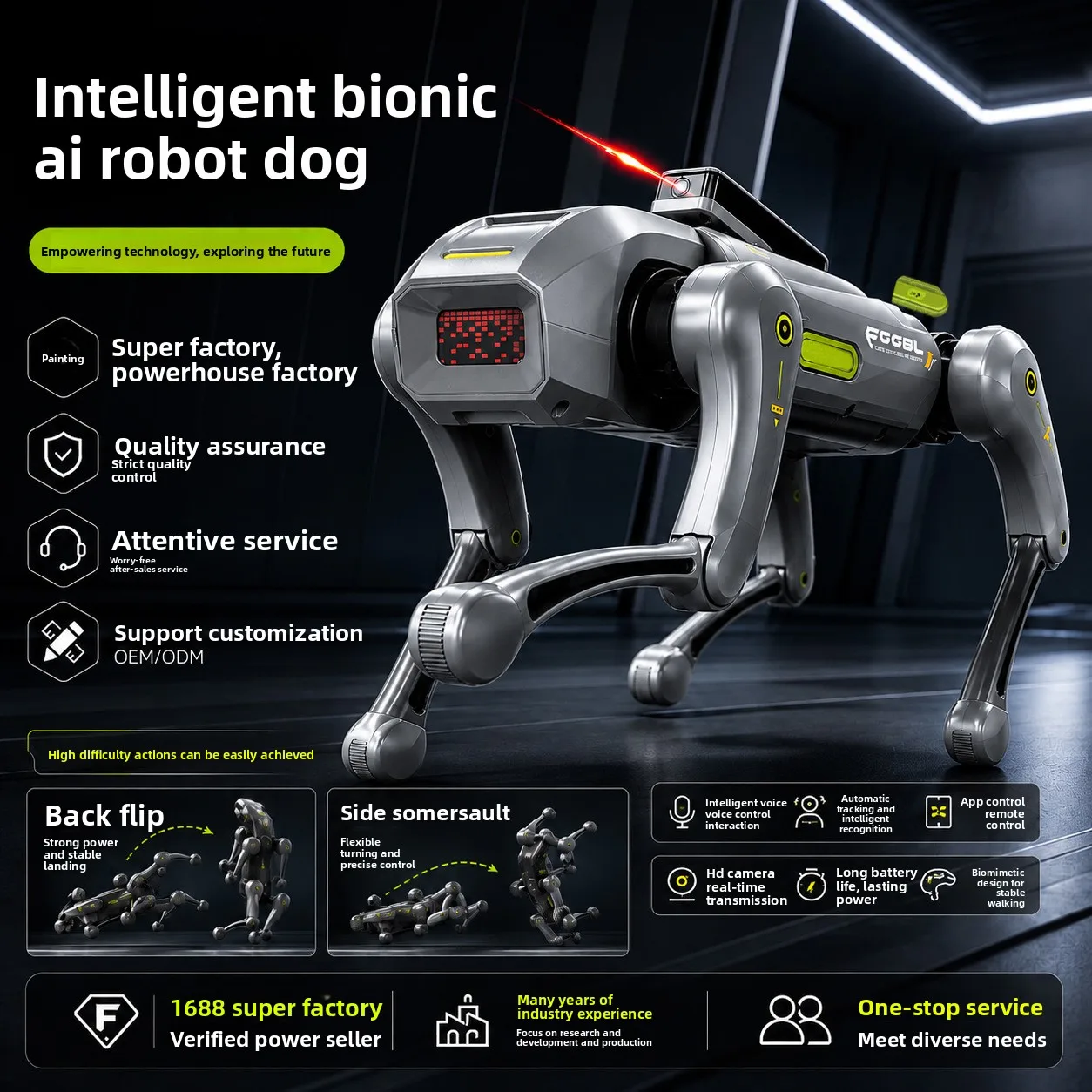 New Products Large-size AI Intelligent Remote Control Robot Dog Bionic Model AI Voice Control Children's Electric Toys