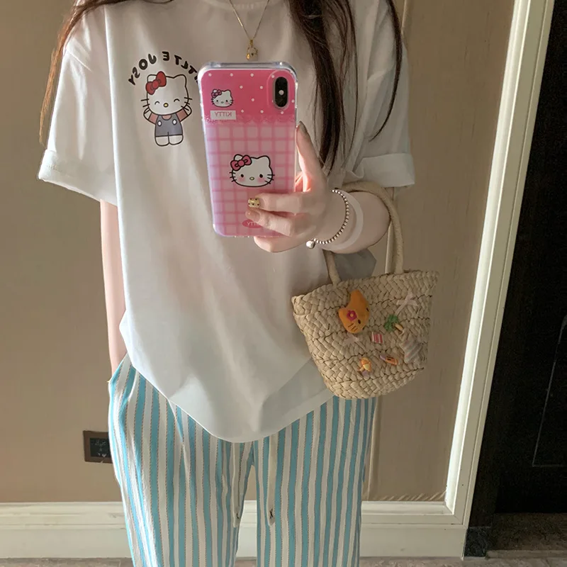 

New Spring and Summer Women's Short-Sleeved Trousers Pajama Set for Women Cartoon Home Clothes Girl Soft and Sweet Two-Piece Set