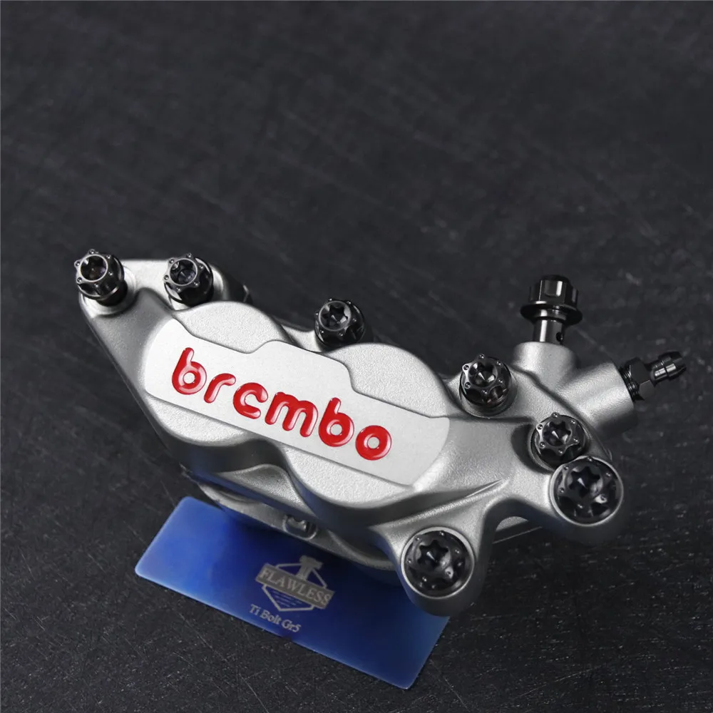 FLAWLESSTI Gr5 Titanium Bolt Brake Caliper Bolt Piston Banjo Bolt Bleeder For Brembo 4 Pot P4-40R P4-40C