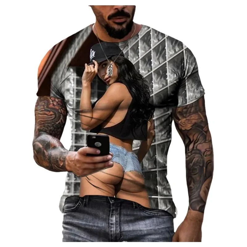 Sexy Beauty Graphic T-shirts For Men Fashion Trend Short Sleeve 3D Printed T Shirts Cool Streetwear Oversized Tees Pullovers