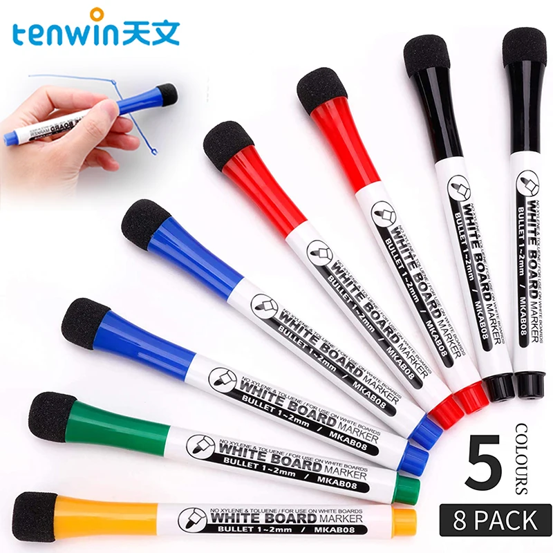 Tenwin 8 pcs Magnetic Dry Erase Markers Fine Tip Magnetic erasable whiteboard markers for Kids Teachers whiteboard marker