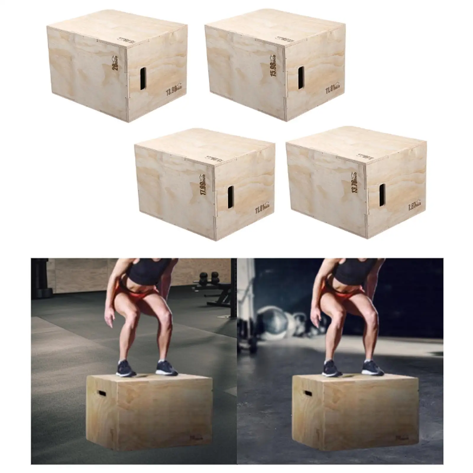 Wooden Plyo Box Multifunctional Jumping Agility Box Step up Box for Dips Squats Fitness Lunges Conditioning Strength Training