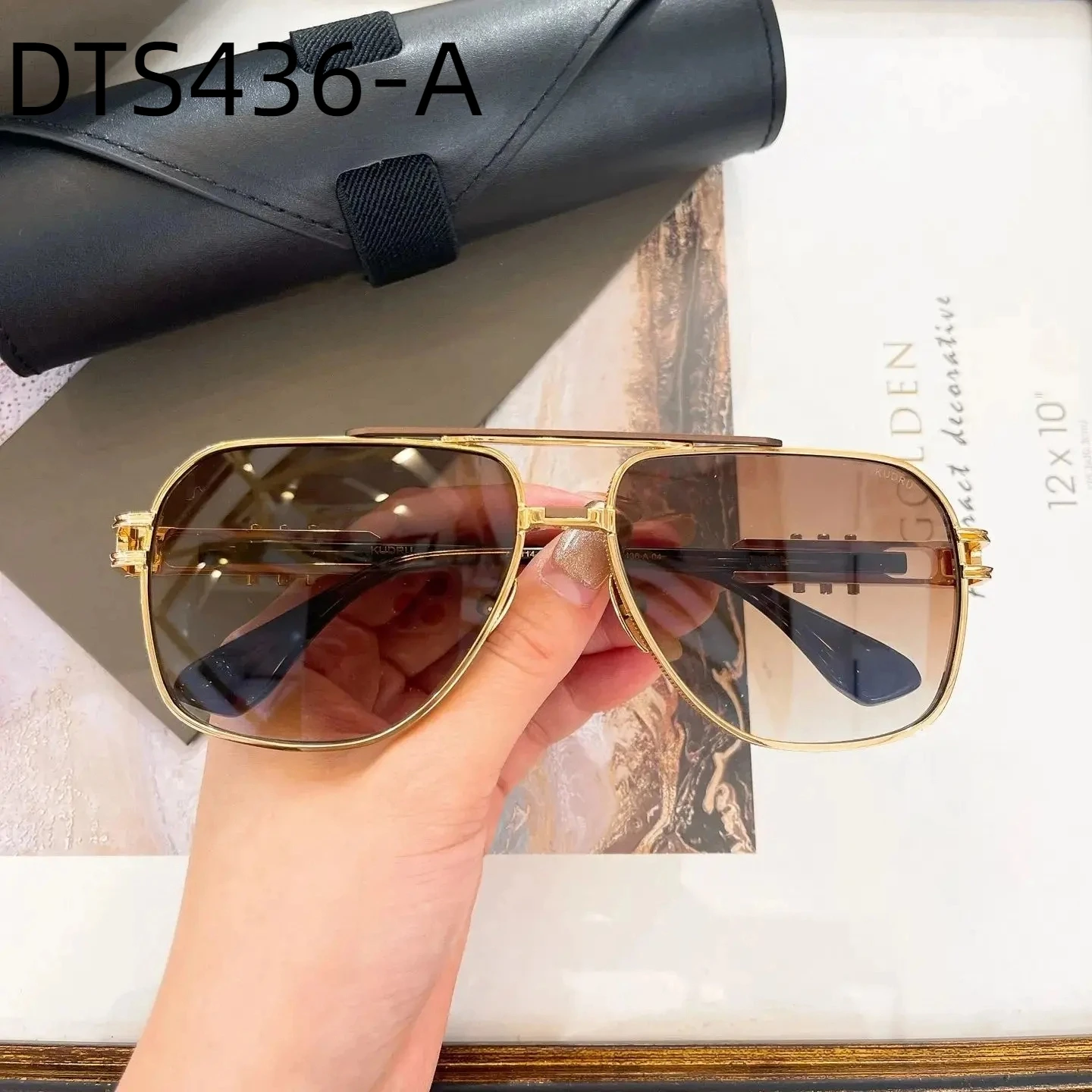 

Original KUDRU DTS436-A Premium Luxury Classic Retro UV Men Sunglasses Fashion Square Acetate+Alloy Frame Women Couple Eyewear
