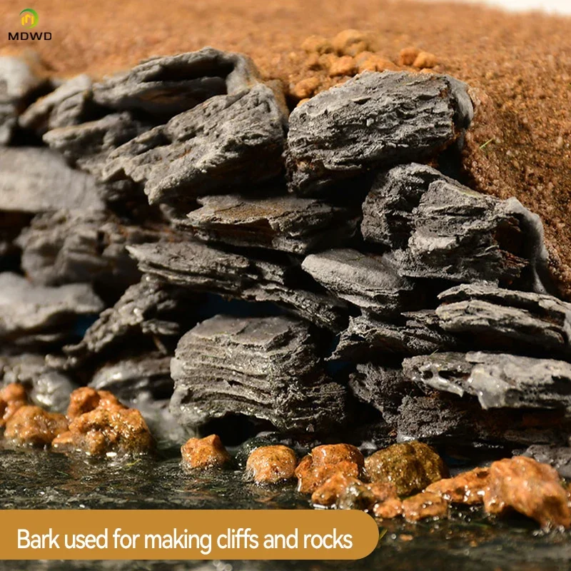 Acessórios de jardim de fadas casca 50g banco de simulação pedra de rocha areia mesa layout cena modelo cenário ferroviário