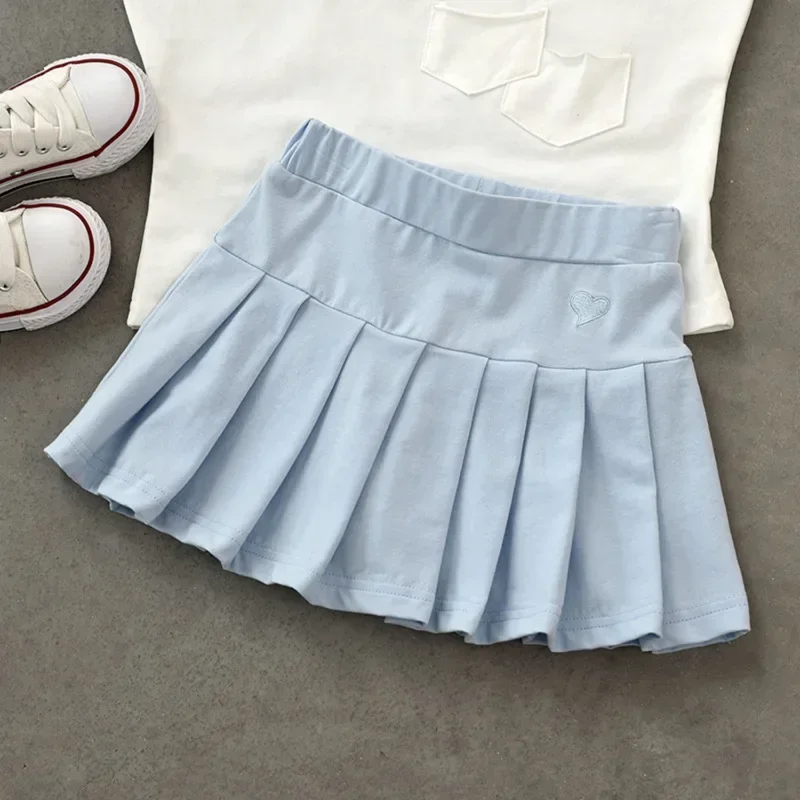 Girls\' New All-Match Pleated Culottes Medium And Small Children\'S Summer Skirt With Inner Safety Pants Student Uniform Skirts