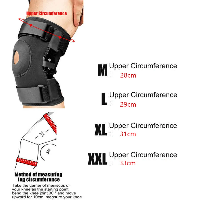 1Piece Hinged Knee Brace Support Gel Patella Support with Removable Dual Side Stabilizers Relieves Arthritis Meniscus Tear Acl