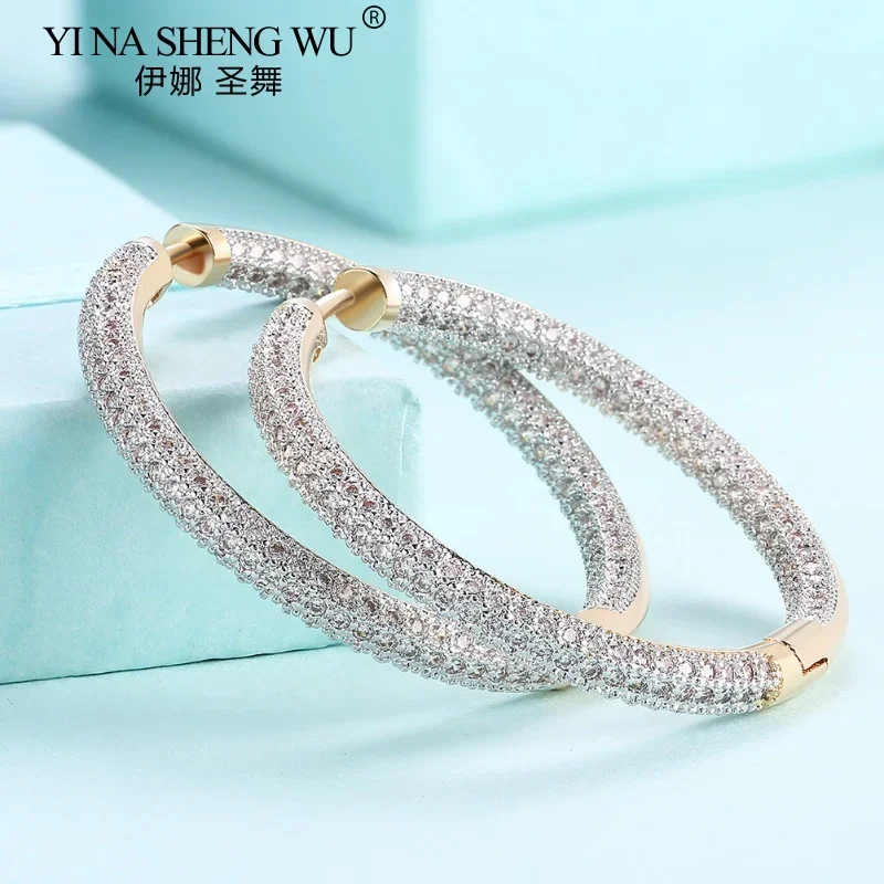 أقراط نسائية فضية مستديرة من الماس أقراط بسيطة، مجوهرات عصرية لحفلات الزفاف وأعياد الميلاد #4