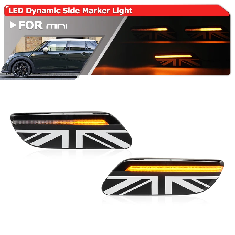 

For Mini Cooper Gen3 F55 F56 F57 LCI2 2022+ Dynamic LED Fender Turn Signal Blinkers Indicators Sequential Side Marker Lights