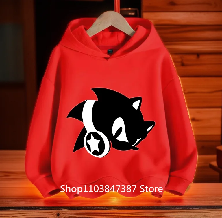 New Sonics Hoodie Kids Spring Autumn Clothes Girls Cartoon Sweatshirts Sonic Fashion Casual Hooded for Boys Tops