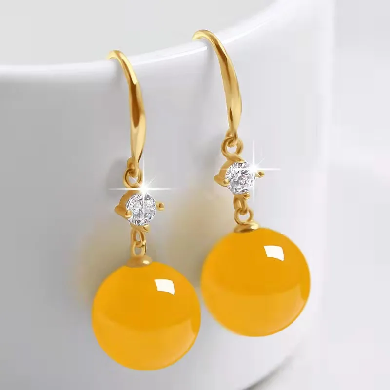 

Noble temperament Vintage palace Colorful Agate earrings Pearl 18K Gold 925 Sterling Silver Stud Earrings for Women Fine Jewelry