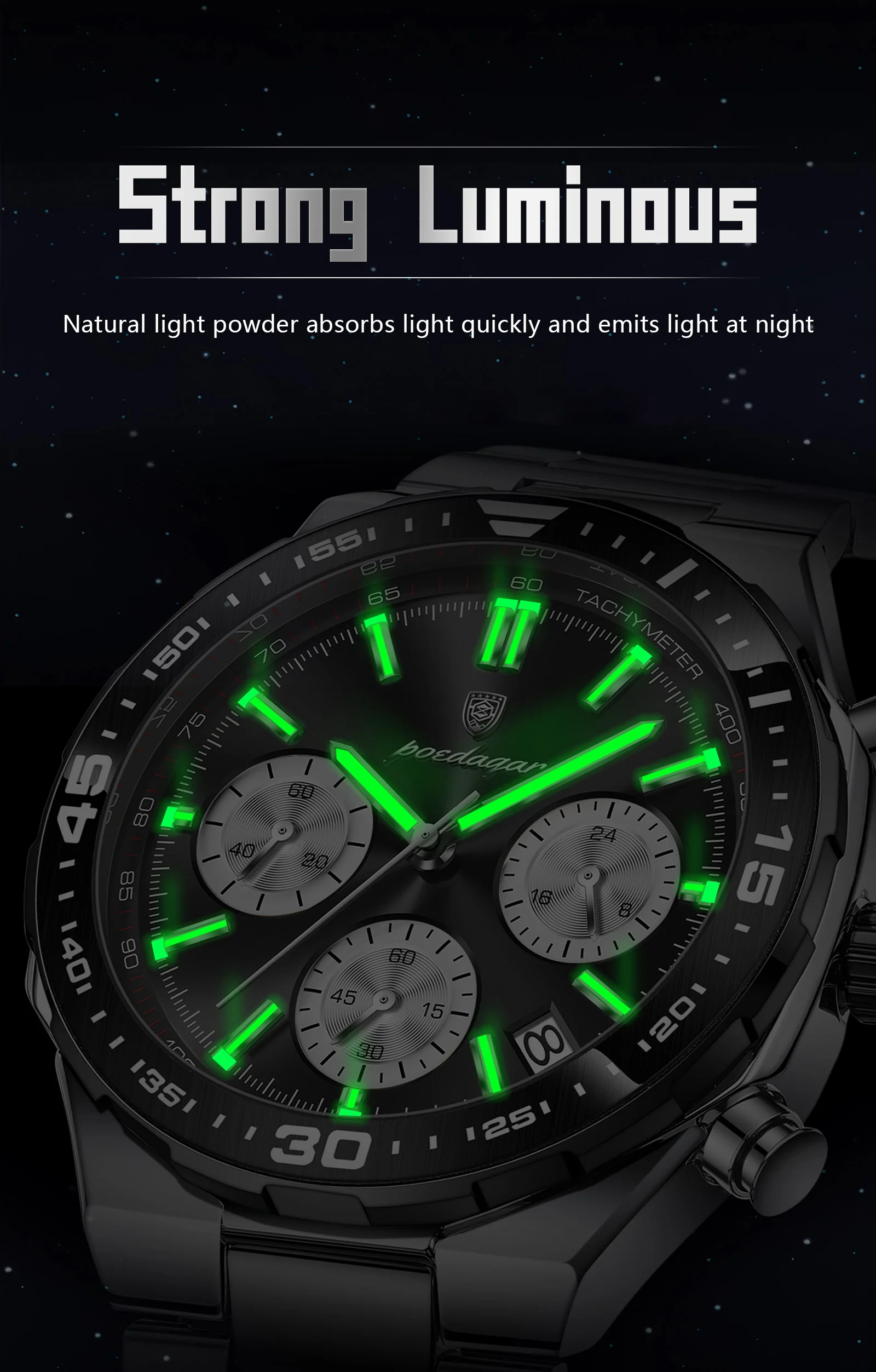 POEDAGAR Men's Watch Image 12