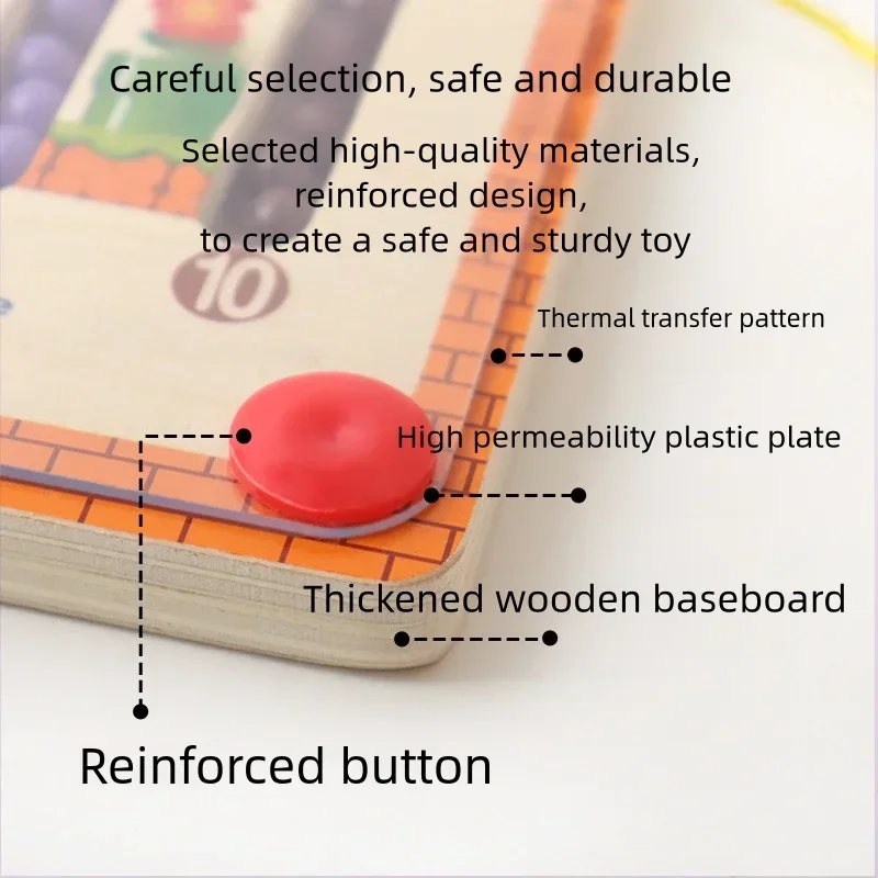 Wooden Magnetic Maze Puzzles Game for Children Color and Number Pen Moving Ball Learning Education Montessori Toys Gift for Kids