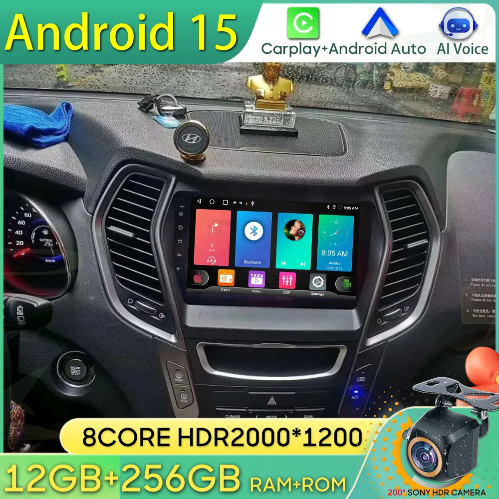 

Android 15 Car Radio For Hyundai Santa Fe 3 IX45 2013 2014 2015 2016 2017 GPS Navigation Android Auto Carplay Wifi Video No 2din