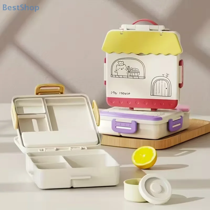 Adult Lunchbox With 4 Compartments - Microwave Safe, Leak-proof, Includes Cutlery (spoon, Fork), Portable Cutlery