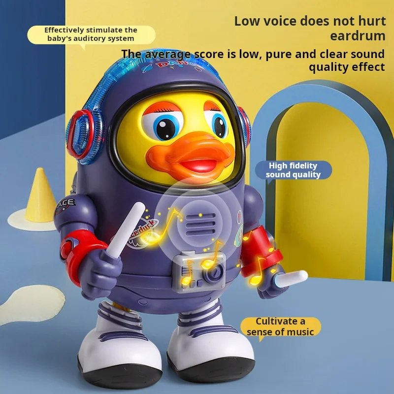 Space Duck Panda Dancing Toy, Kids Electric Swing Robot with Music LED Light Early Education Gift