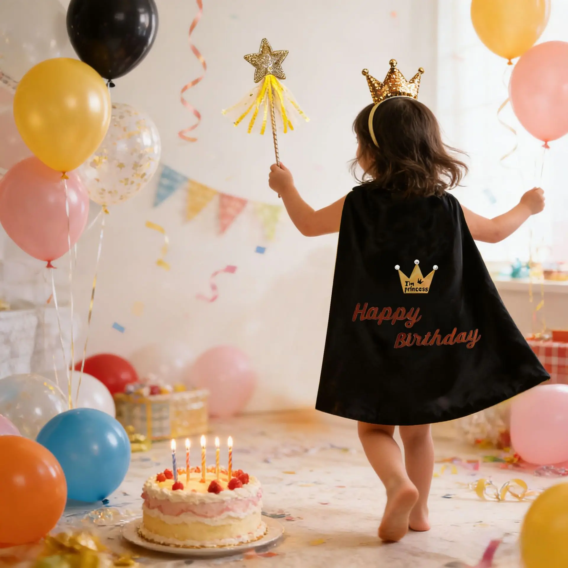 2026 Crown Shawl Princess Set Glitter Cape Multi Color Cloak Birthday Ceremony Banquet Stage Look Decorative Matching Accessory