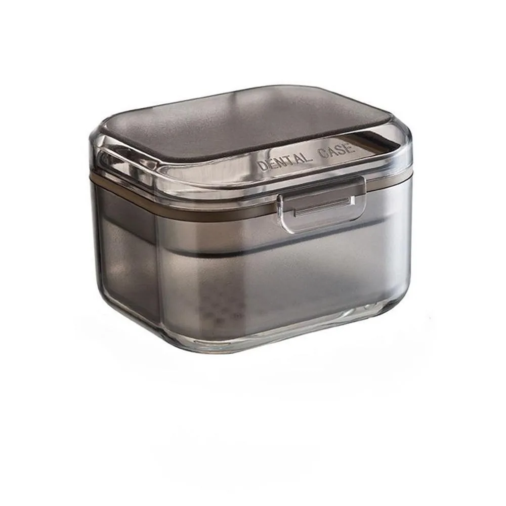 

3Layers Invisible Braces Box Draining Transparent Denture Storage Case Large Capacity False Teeth Holder Dental Braces Container