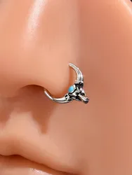 Fashion Cow Ox Head Stainless Steel Septum Hoop Clickers Nose Ring Women Tragus Cartilage Helix Piercing Hoop Earrings Jewelry