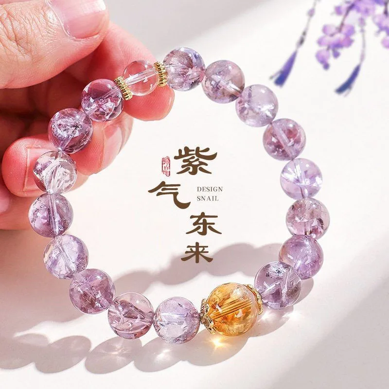 Passepartout Imitation Amethyst Design Beaded Bracelets Wen Play Ethnic Temple WenChuang Fashion Handstring Lucky Gift for Women