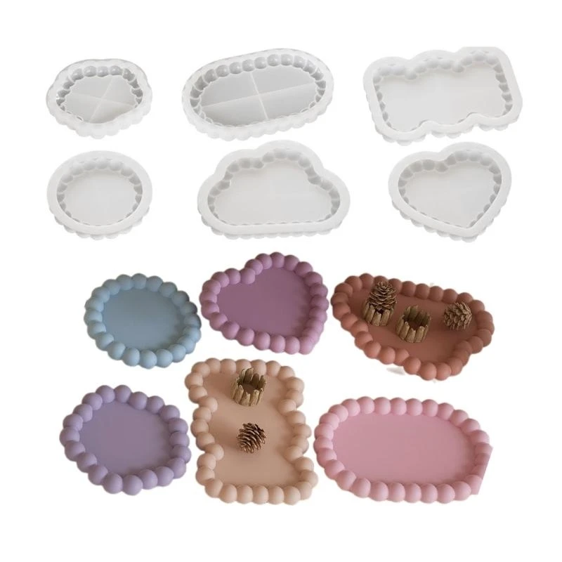 

6pcs Silicone Resin Mold for Coaster Jewelry Storage Tray Mould Cup Mat Moulds