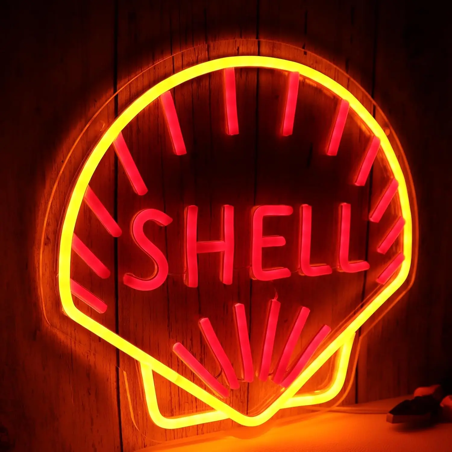 Shell Oil Logo Neon Sign Business Art Wall Light USB LED Light for Lube Store Gasoline Station Garage Decoration Gift