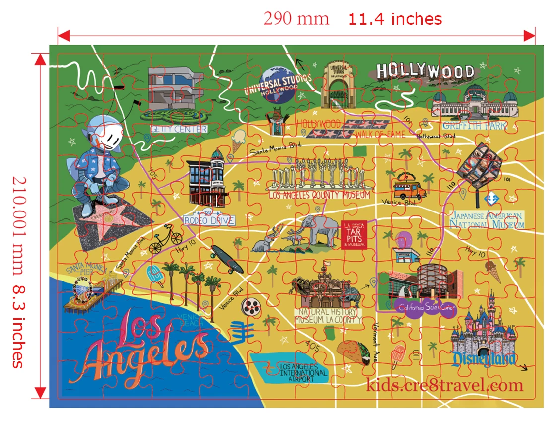 Explore Los Angeles 100-Piece Puzzle with QR Code Map | Fun & Educational City Landmarks for Kids & Adults by Cre8Travel