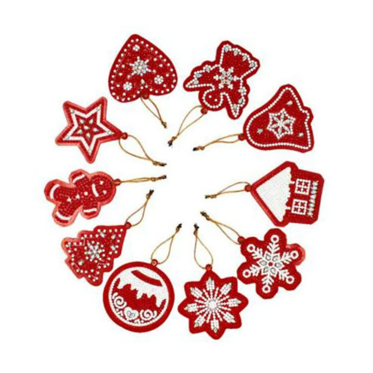 CMHI-10Pcs DIY الماس اللوحة شجرة عيد الميلاد قلادة التدريبات الكاملة شكل خاص الماس التطريز زينة عيد الميلاد #3