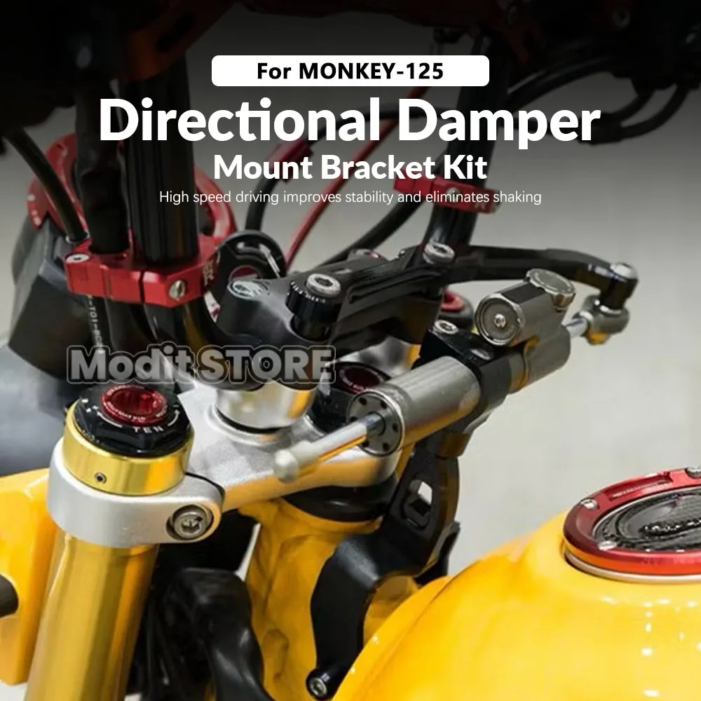 For Honda MONKE125 Monkey 125 2019-2025 Motorcycle Accessories Handlebar Steering Stabilize Damper Bracket CNC Mounting Kit
