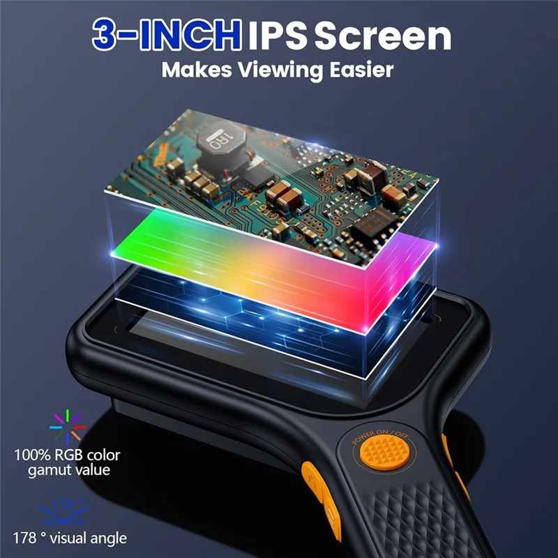 AT82-For Kids Adults -3 Inch IPS Screen Ahalfcit Digital Microscope 500X Handheld Coin Magnifier,3 Level LED Light