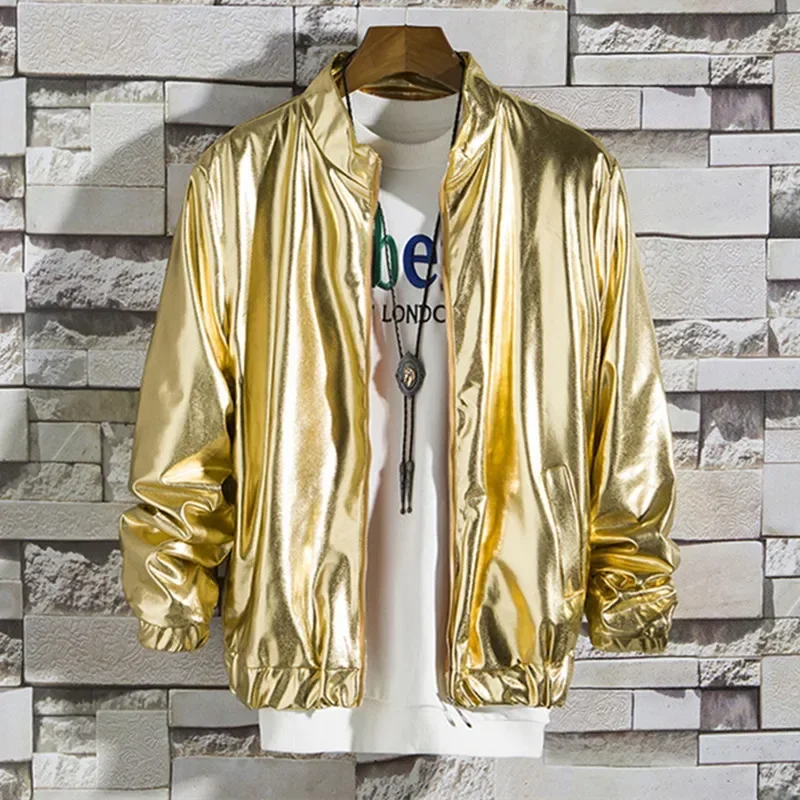 2024 New Stage Show Dresses Men's Glitter Jackets Gold and Silver Glitter Streetwear Men's Hip Hop Coats and Jackets