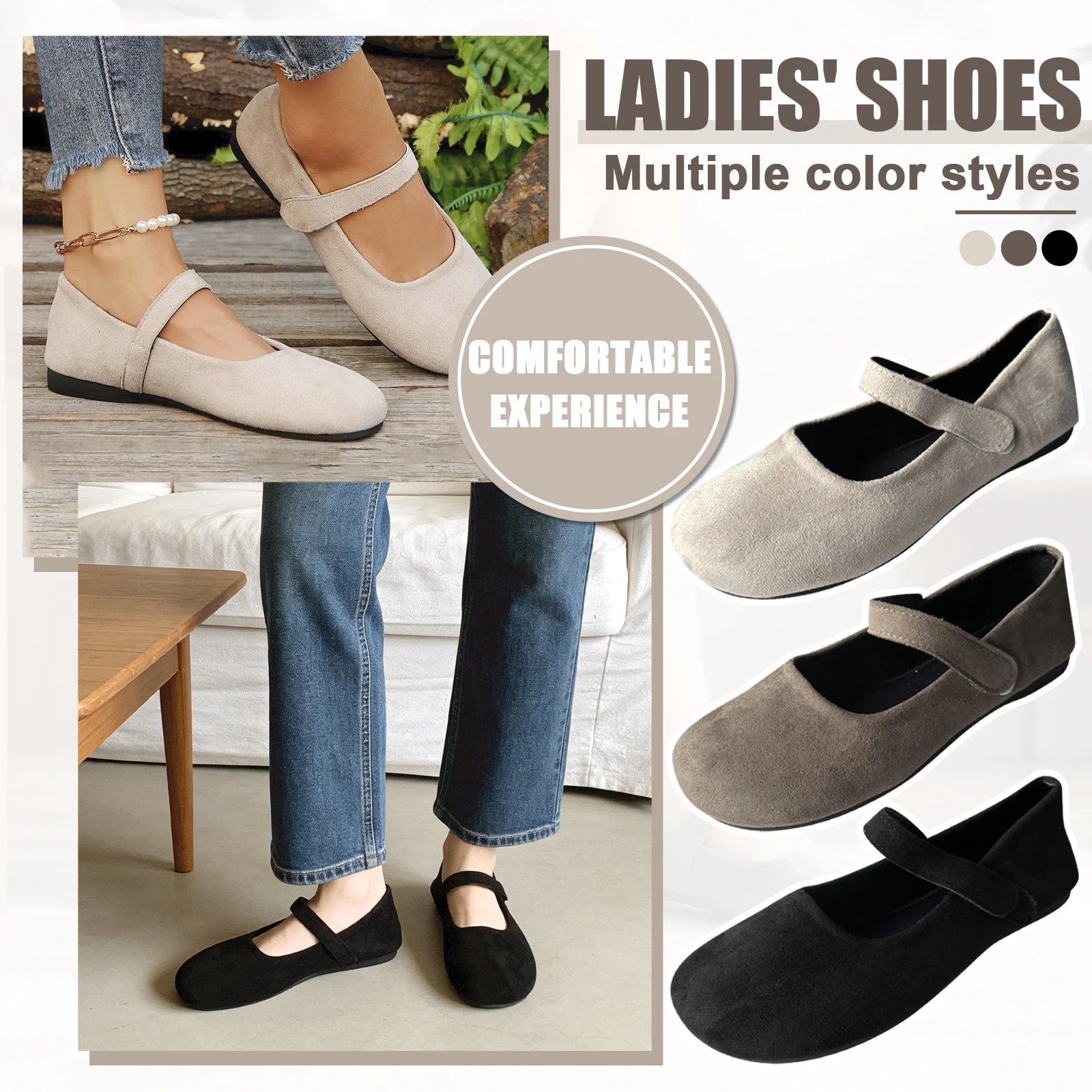 

Women Fashion Flat Ballet Shoes Retro Female Single Shoe Lady Casual Shoes Solid Color Shoes for Dance Performance