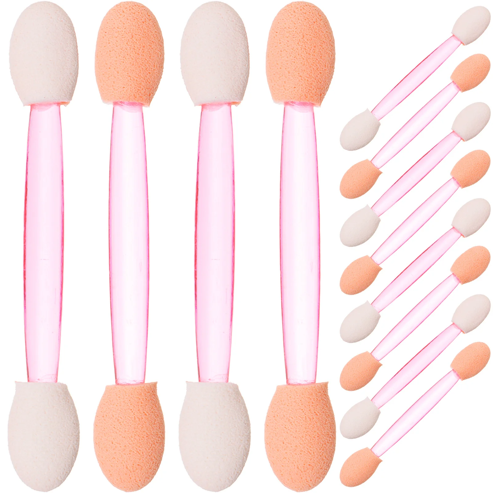 100 szt. Dwustronnych, jednorazowych pędzli do cieni do powiek z owalnymi gąbkowymi końcówkami, narzędzia do makijażu do aplikacji cieni do powiek.