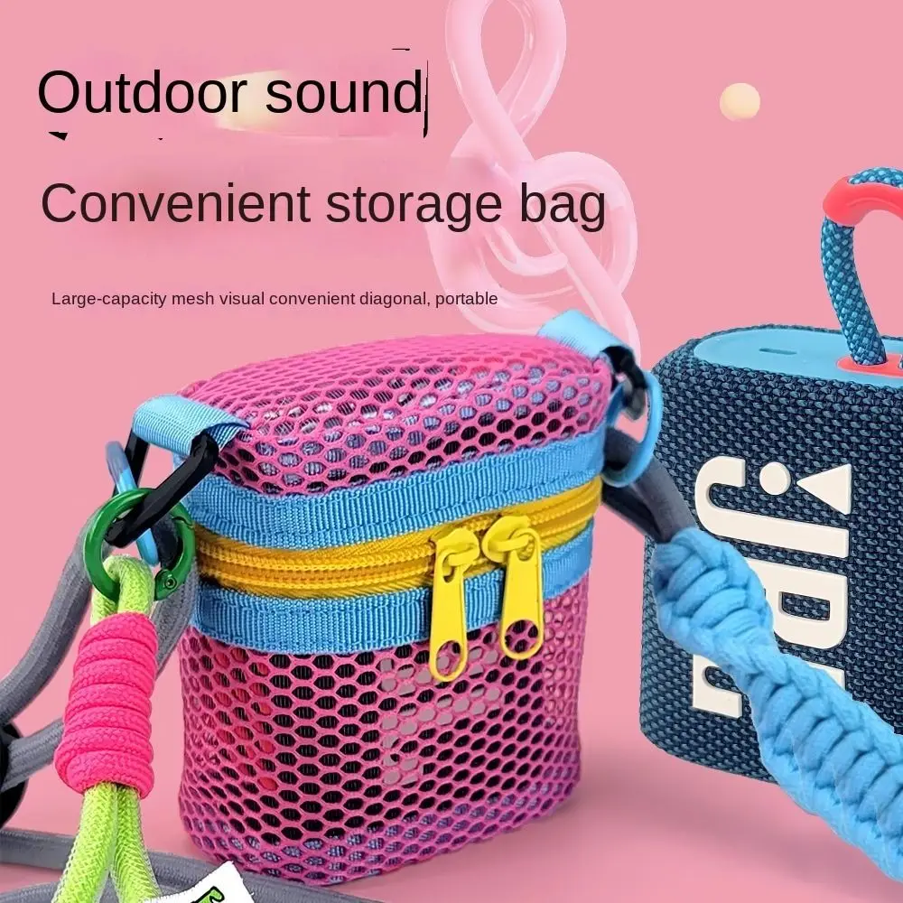 

Space Saving Hollow Mesh Shoulder Bag Lightweight Wear-proof Colorful Bucket Bag Casual Portable Circular Crossbody Bag Travel