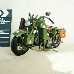 Large Retro Motorcycle Model Green Static Metal Motorcycle Model Home Decoration Collectibles Crafts Best Gift For Friend