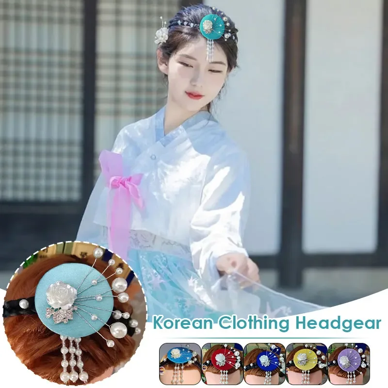 

Traditional Korean Style Hanbok Flower Hairband Women Girls Hanbok Hair Accessories Korean Retro Palace Costume Headwear Cosplay