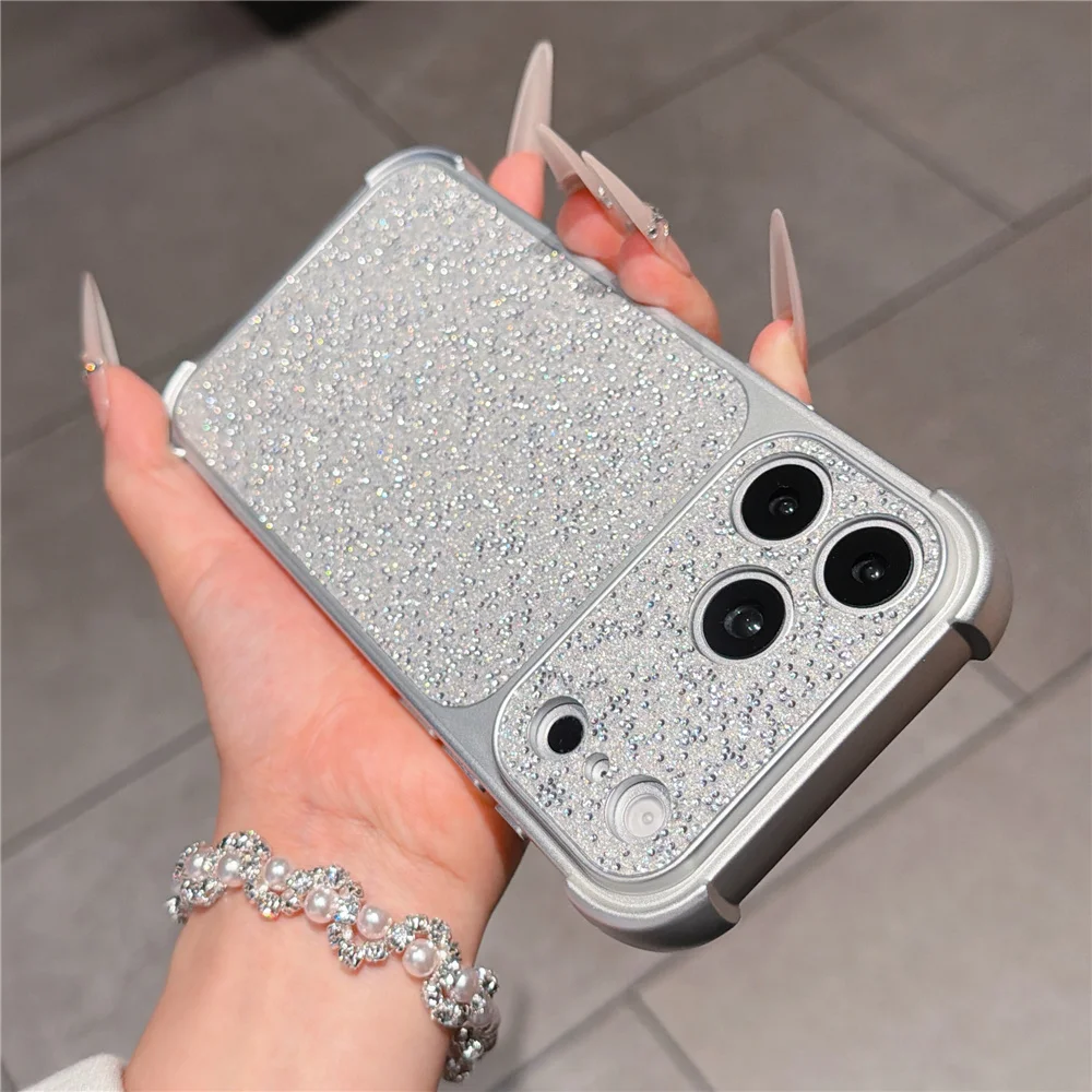 New Starry Glitter Bling Silicone Soft Phone Case for iPhone 16 Pro 15 17 14 Pro Max 17 Air Four-corner Anti-drop Bumper Cover