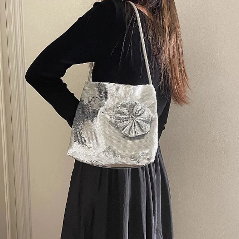 Sac à main à paillettes de luxe pour femme, sac sous les ati elles, sac à fleurs tendance, fourre-tout de haute qualité, initié