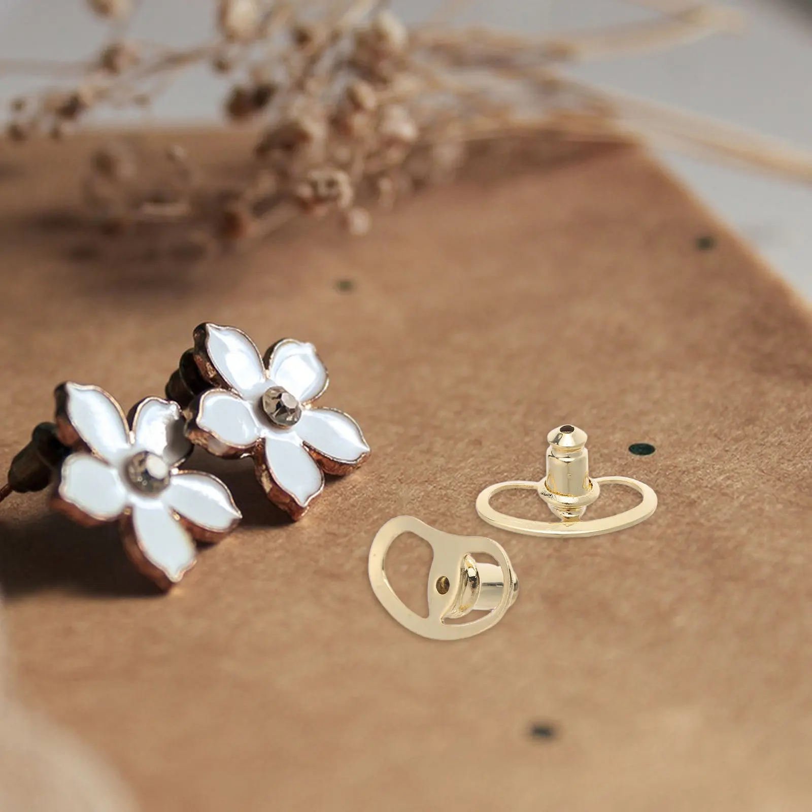 20Pcs Hypoallergenic Copper Silicone Earring Backs Heavy Earrings Support Prevent Drooping Secure Studs for Droopy Ears