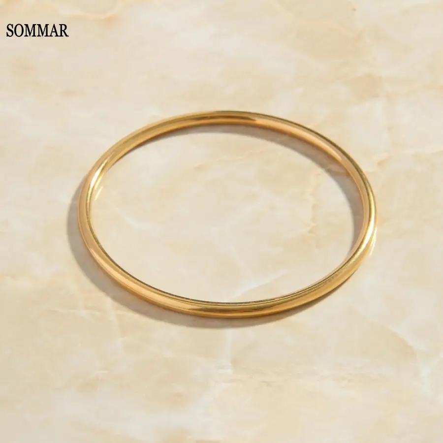 SOMMAR Fashion jewellery charms Gold Plated color friendship bangle for female 3mm-56mm minimalist folding bangle jewelery